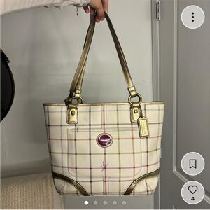 Coach Heritage Tattersall Shoulder Bag
Tote Plaid Leather Cream F19174 Multi
